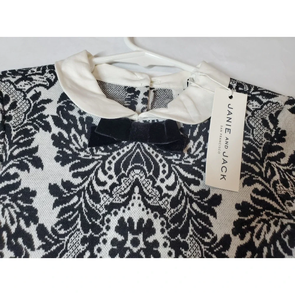 NEW Janie and Jack Girls Small Dress 100% Cotton Sweater Knit Long Sleeve Bow‎